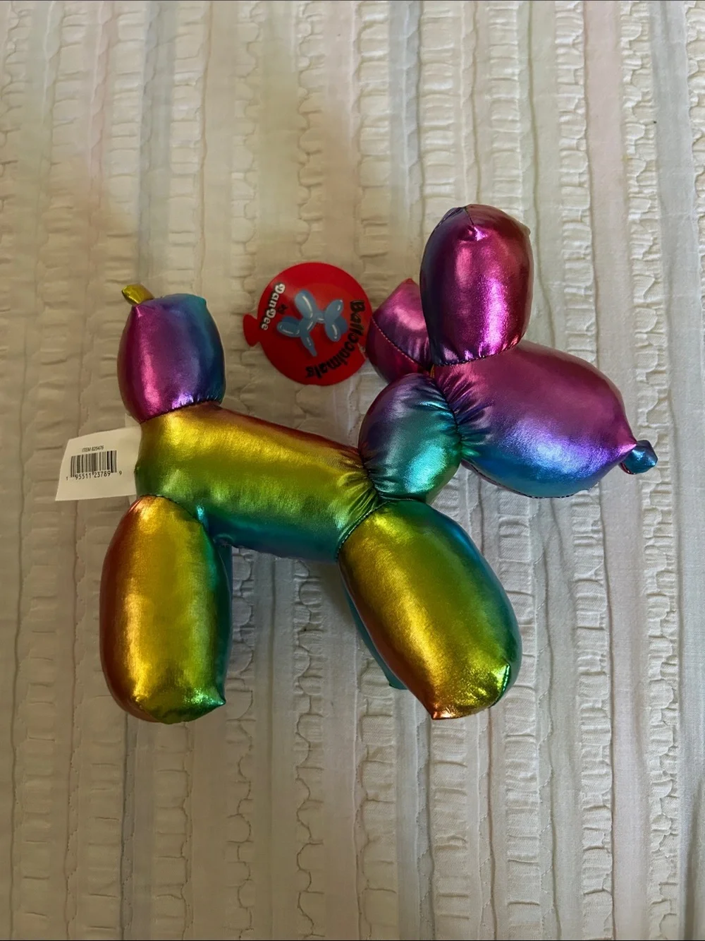 Rainbow Metallic Balloon Dog Plush - Iridescent Multi
